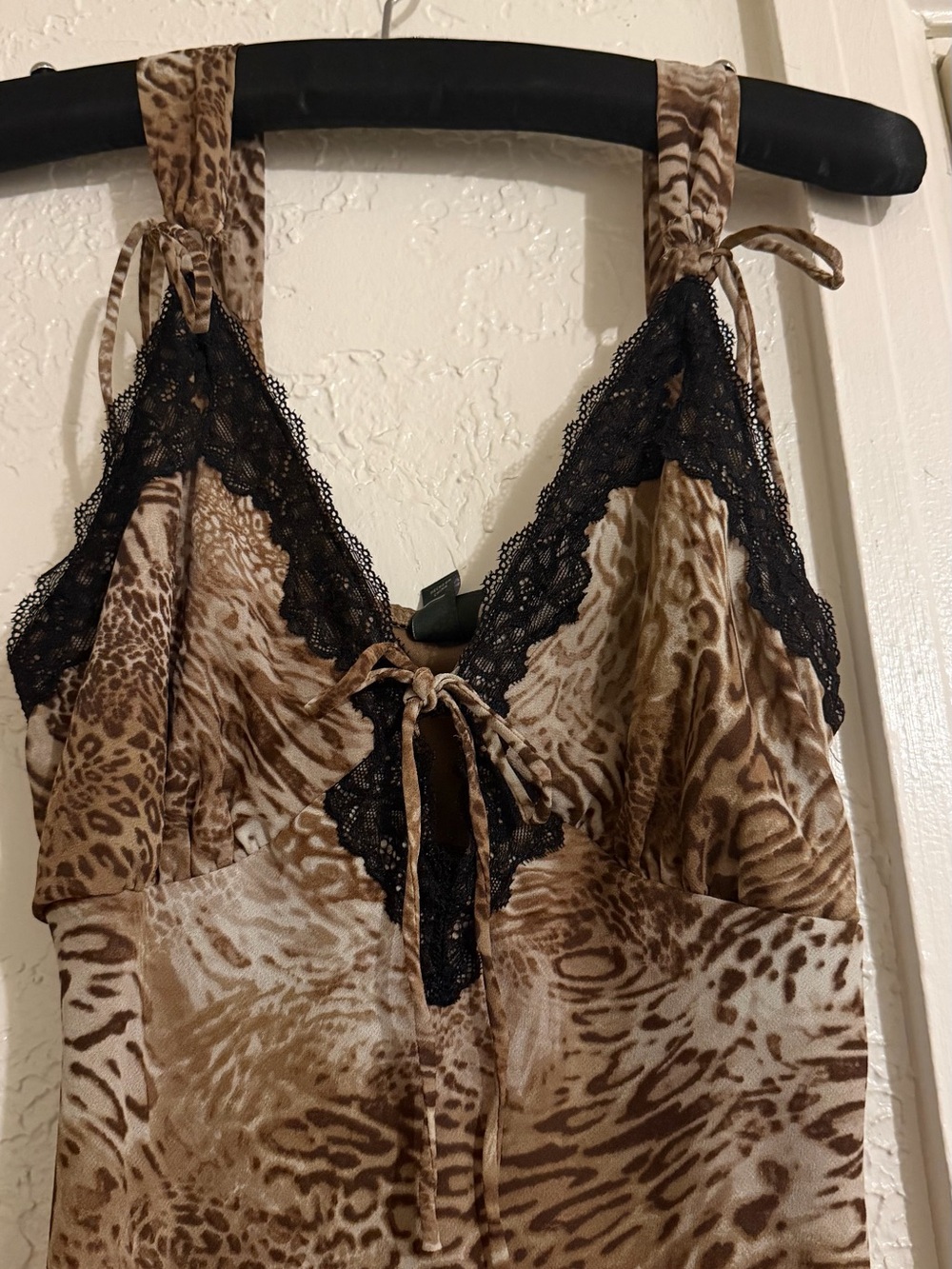 wild fable Brown & Black Animal Print Lace-Trim Chemise